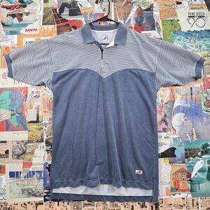 Greenline International‎ Striped Polo Shirt Mens Size Vintage 90s Golf Zip